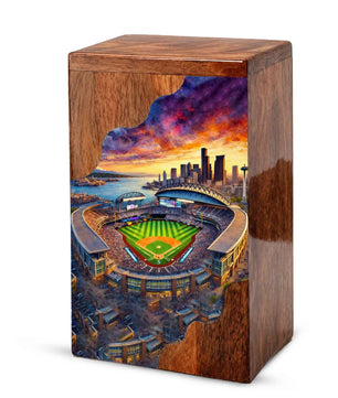 Wooden Cremation Urn – Baseball Stadium Memorial Urn | Custom Wooden Urn for Dad
