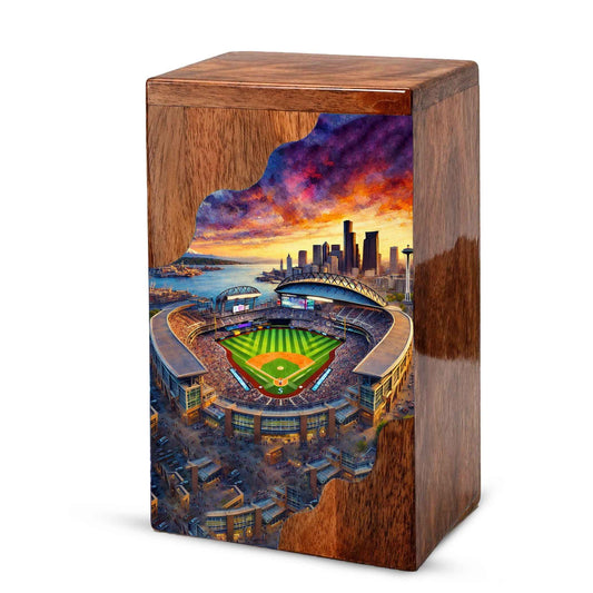 Wooden Cremation Urn – Baseball Stadium Memorial Urn | Custom Wooden Urn for Dad
