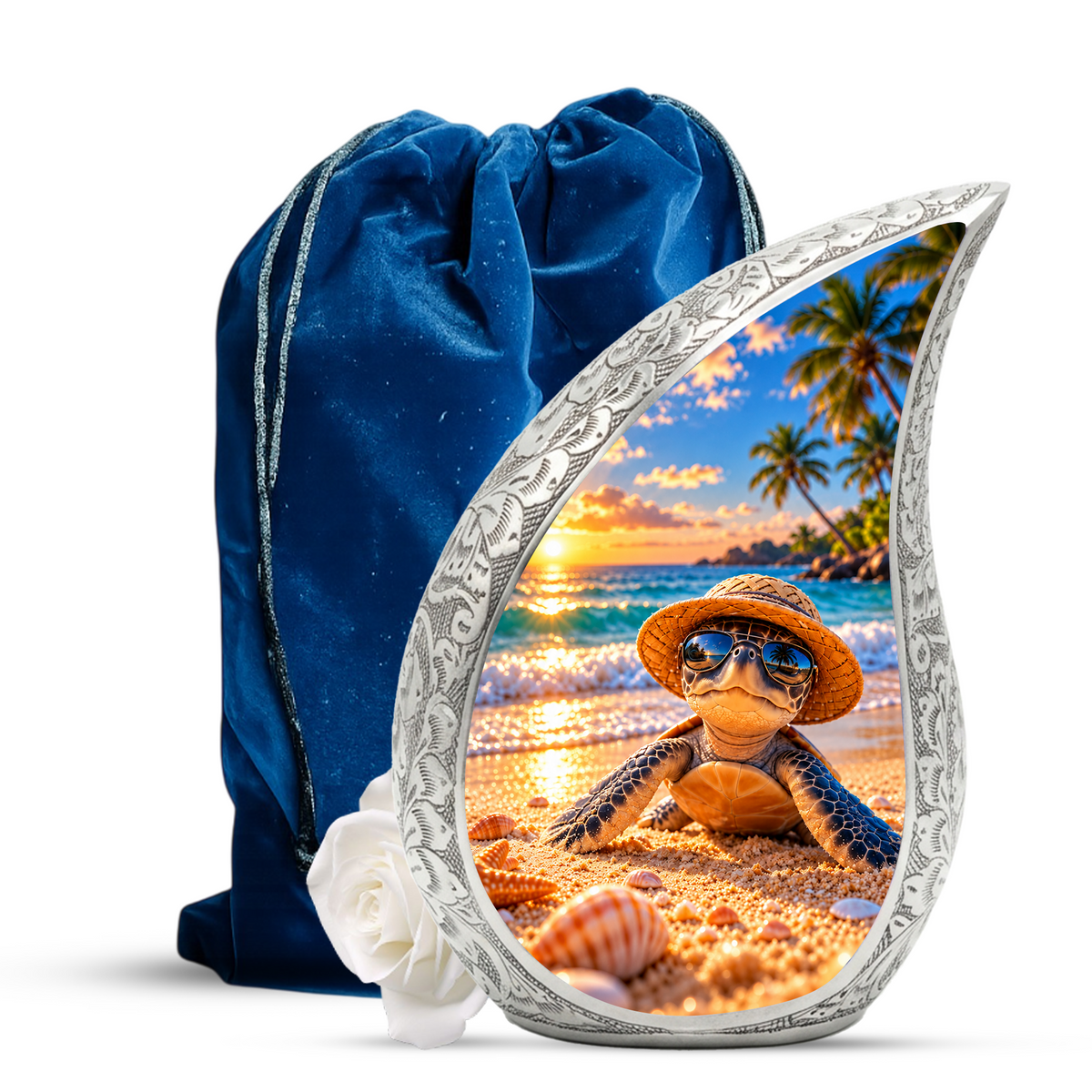 Turtle Cremation Urn for Ashes, Sea Turtle Memorial Urn, Beach Adult Urn