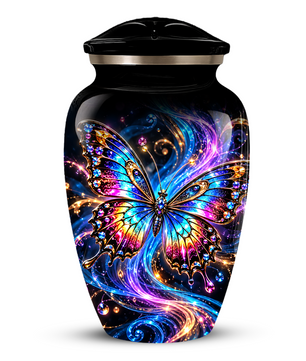 Colorful Butterfly Cremation Urn for Adult Ashes, Personalized Memorial Urn, Rainbow Butterfly Adult Urn for Human Ashes, Celestial Funeral Urn
