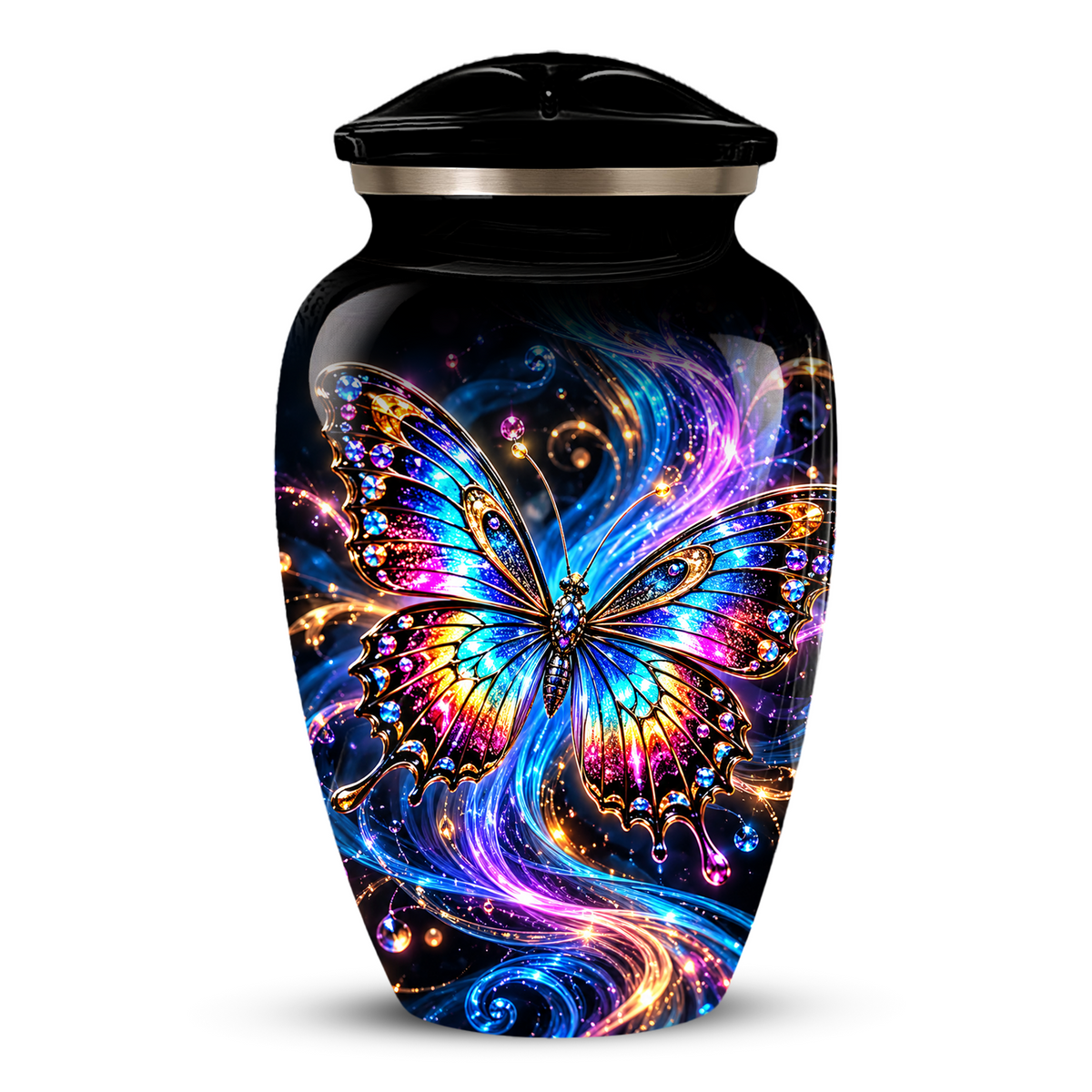 Colorful Butterfly Cremation Urn for Adult Ashes, Personalized Memorial Urn, Rainbow Butterfly Adult Urn for Human Ashes, Celestial Funeral Urn