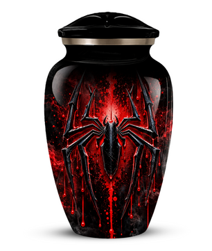 Black Spider Cremation Urn with Red Gothic Design – Adult Urn for Ashes