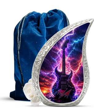 Thunder Guitar Urn for Human Ashes | Rock Music Adult Cremation Urn | Guitar Memorial Urn for Adult Ashes