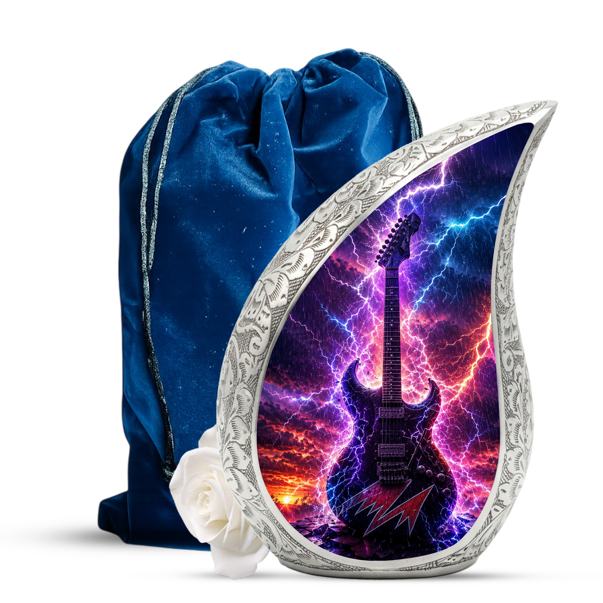 Thunder Guitar Urn for Human Ashes | Rock Music Adult Cremation Urn | Guitar Memorial Urn for Adult Ashes