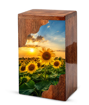 Sunflower Wooden Cremation Urn for Mom | Personalized Urn for Human Ashes