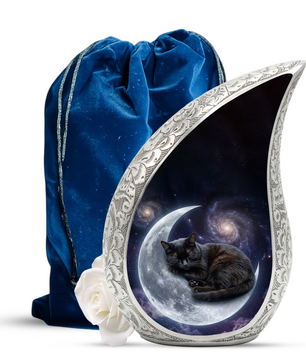 Moon Cat Memorial Urn, Personalized Cat Urn-Cremation Urn For Ashes