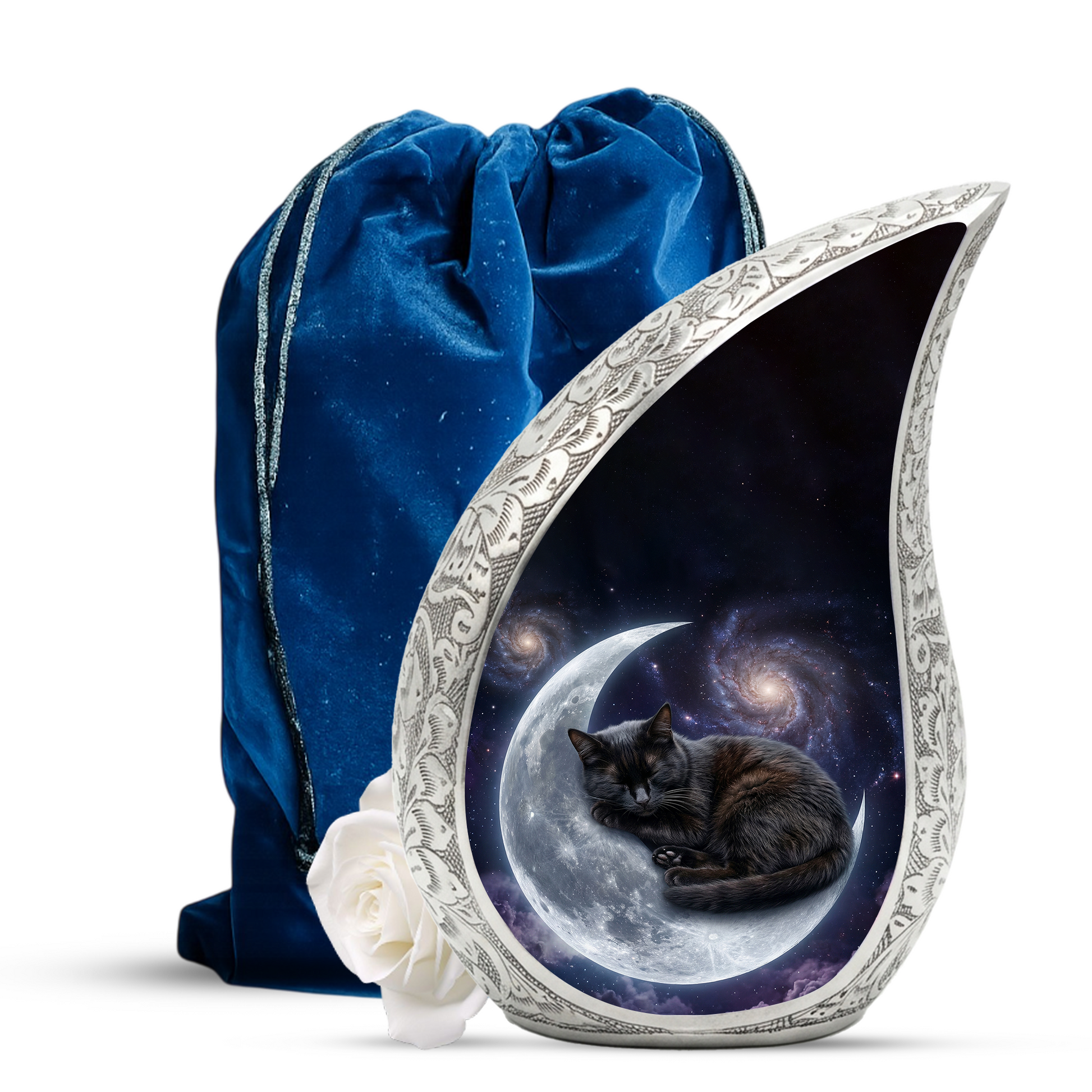 Moon Cat Memorial Urn, Personalized Cat Urn-Cremation Urn For Ashes