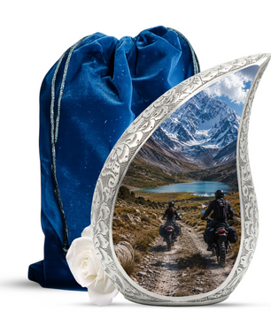 Motorcycle Rider Cremation Urn for Dad – Adventure Tribute Urn for Adult Male Ashes