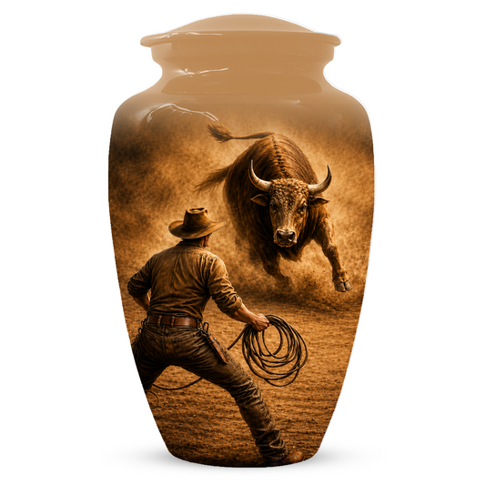 Bull Riding Memorial Urn for Dad -  Cowboy Cremation Urn for Ashes Male