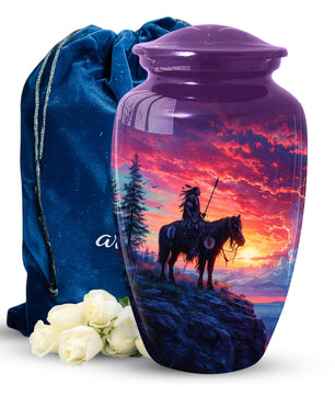 Native American Horse Urns for Dad, Adult Cremation Large  Urn For Ashes