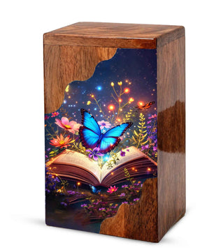 Wooden Cremation Urn – Butterfly Memorial Urn | Book of Memories Wooden Urn for Human Ashes