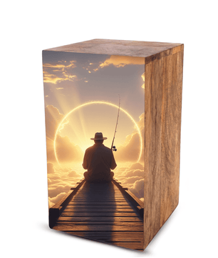 Gone Fishing in Heaven Urn For Ashes - Fisherman Urns Box For Dad