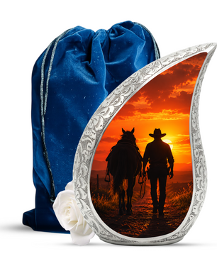 Cowboy Urn for Dad Ashes | Western Cremation Urn for Men | Cowboy Memorial Urn for Adult Male