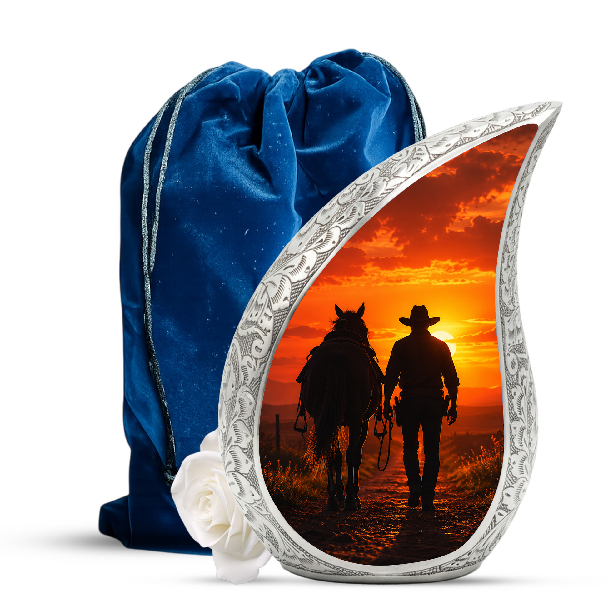 Cowboy Urn for Dad Ashes | Western Cremation Urn for Men | Cowboy Memorial Urn for Adult Male