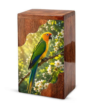 Parrot Wooden Cremation Urn – Personalized Memorial Urn for Human Ashes | Bird Memorial Wooden Urn