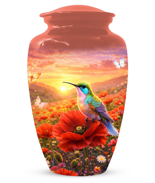Hummingbird Urn for Ashes, Custom Cremation Urn for Mom, Floral Memorial Urn for Women,