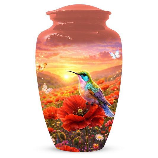 Hummingbird Urn for Ashes, Custom Cremation Urn for Mom, Floral Memorial Urn for Women,