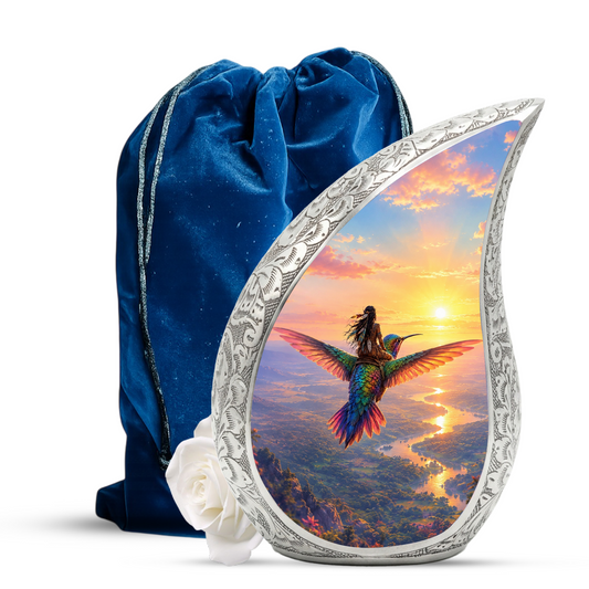 Hummingbird Urn for Human Ashes | Beautiful Adult Cremation Urn | Hummingbird Memorial Urn for Adult Ashes