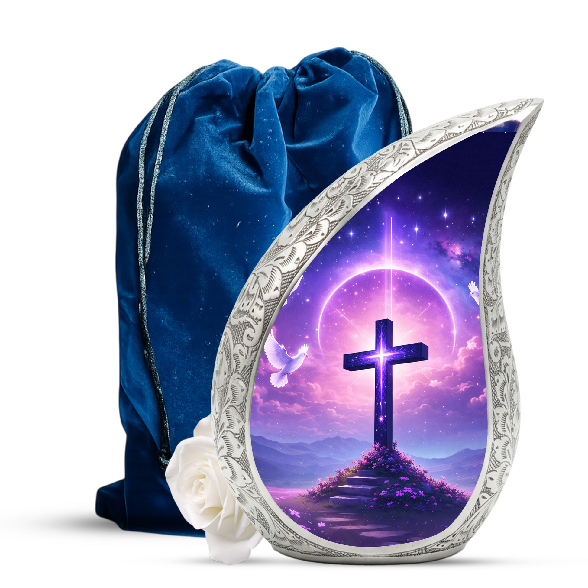 Christian Cross Adult Urn for Human Ashes
