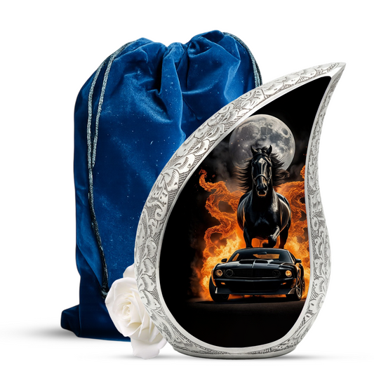 Muscle Car Cremation Urn for Dad – Personalized Urn for Father | Horse Memorial Adult Cremation Urn for Men