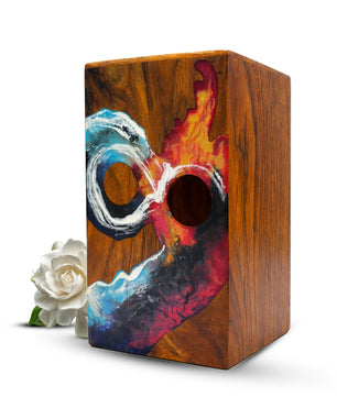 Infinity Ocean Wooden Urn For Ashes - Custom Fire Wood Keepsake Urns Box
