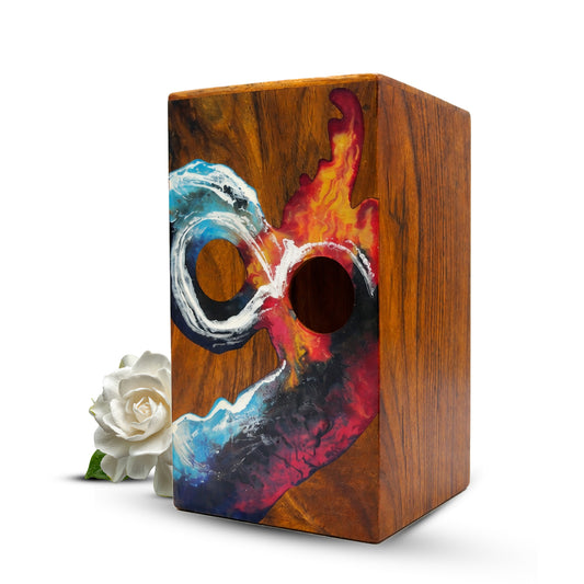Infinity Ocean Wooden Urn For Ashes - Custom Fire Wood Keepsake Urns Box