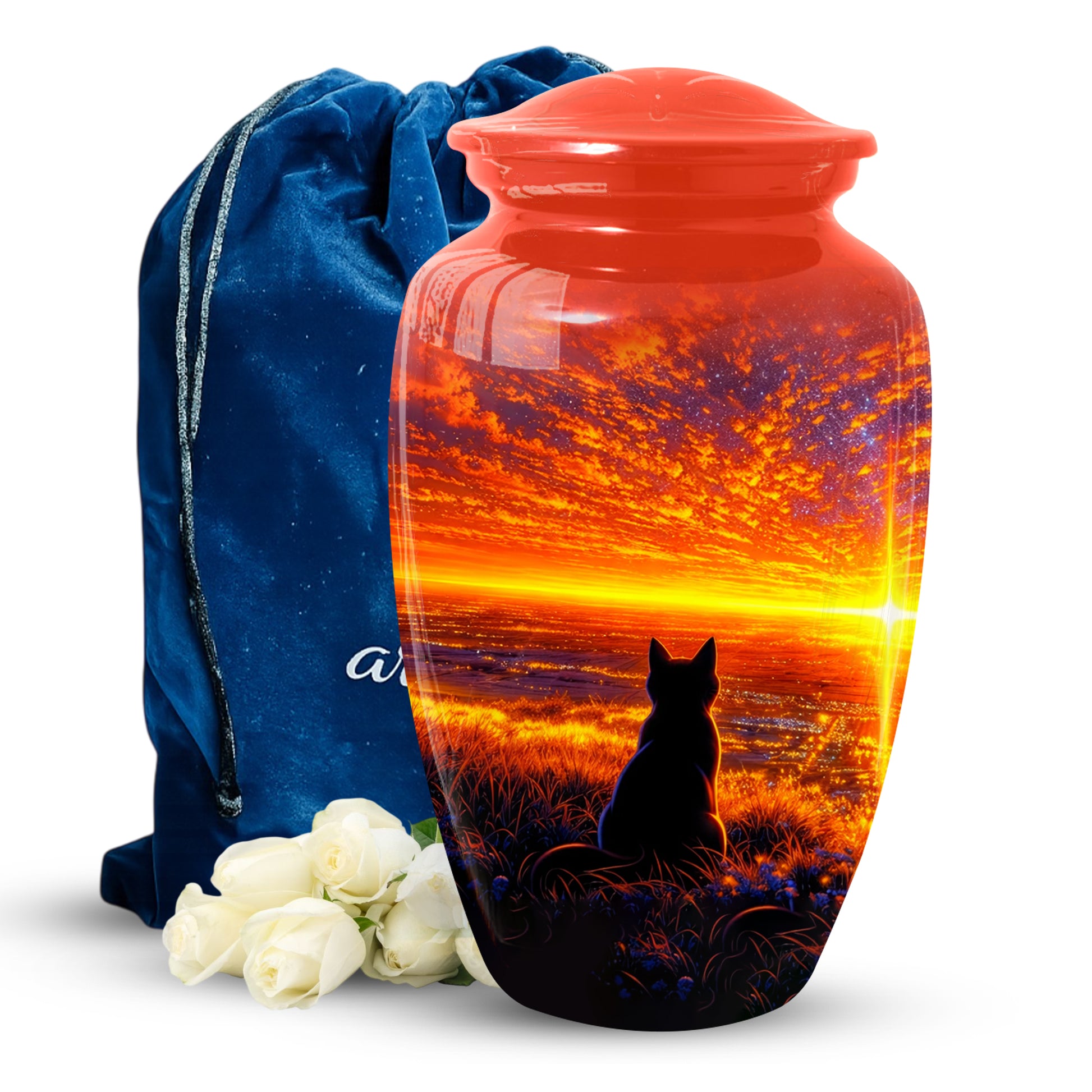 Cat Urn for Mom | Beautiful Sunset Cat Cremation  Large Urn for Mother |Funeral Keepsake