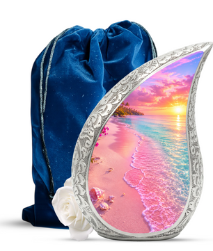 Ocean Sunset Urn for Mom, Beach Cremation Urn for Women, Memorial Urn for Ashes
