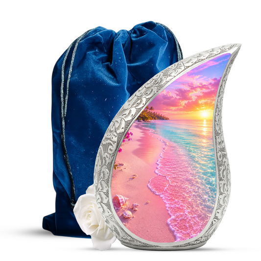 Ocean Sunset Urn for Mom, Beach Cremation Urn for Women, Memorial Urn for Ashes
