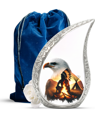 Eagle Memorial Adult Cremation Urn, Native American Inspired Adult Urn for Ashes