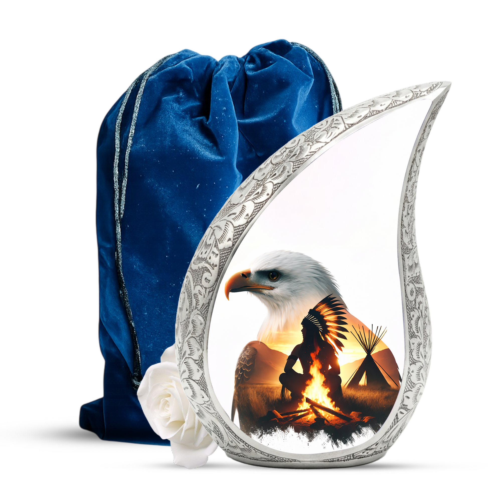 Eagle Memorial Adult Cremation Urn, Native American Inspired Adult Urn for Ashes