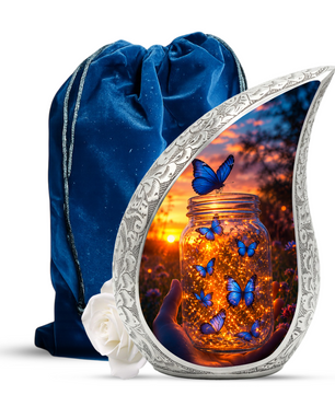 Golden Butterfly Urn for Human Ashes | Butterfly Cremation Memorial Urn