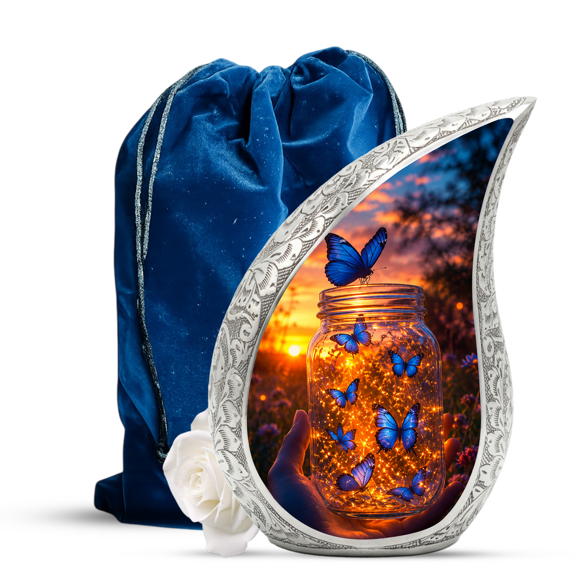 Golden Butterfly Urn for Human Ashes | Butterfly Cremation Memorial Urn