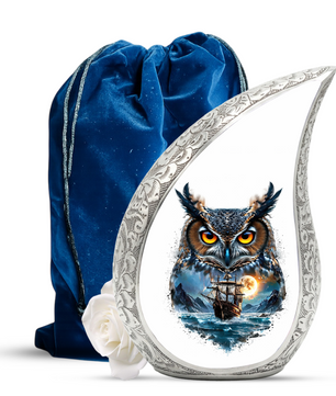Owl Cremation Urn for Dad – Personalized Adult Cremation Urn for Ashes | Nautical Memorial Urn for Father