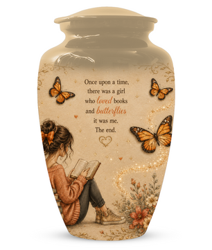 Butterfly Memorial Urn for Mom - Book Lover Memorial Keepsake for Women