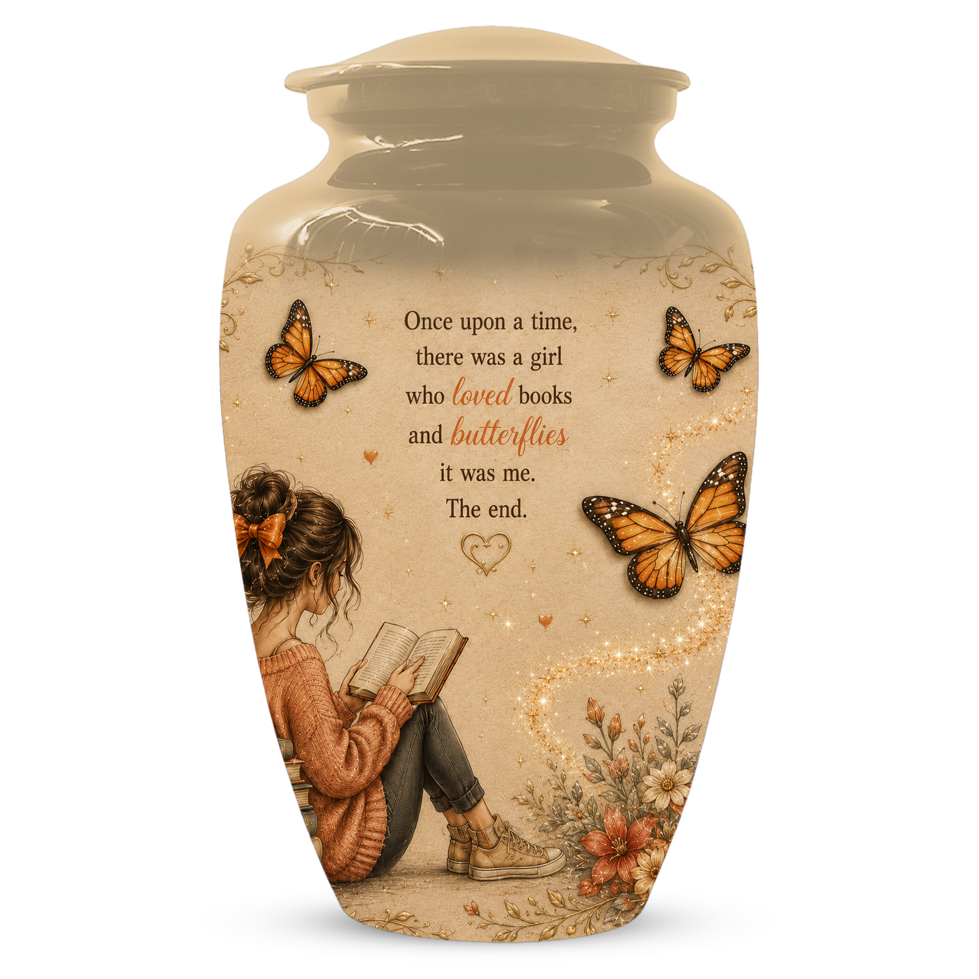 Butterfly Memorial Urn for Mom - Book Lover Memorial Keepsake for Women