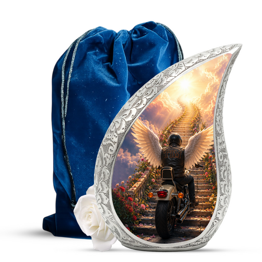 Motorcycle Memorial Urn for Ashes, Biker Cremation Keepsake Urn