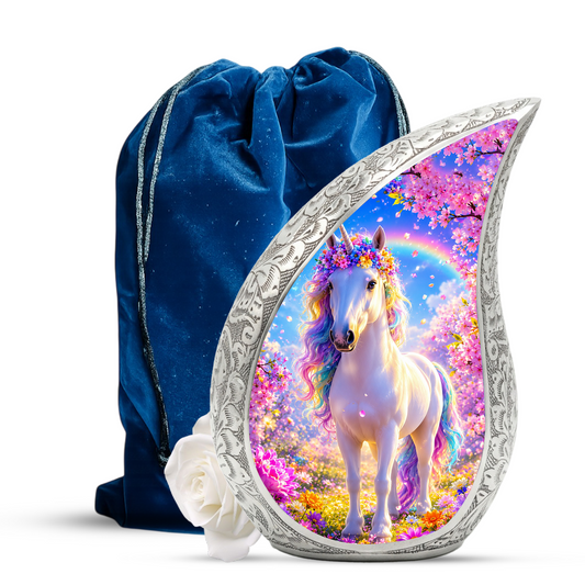Ocean Unicorn Urn for Mom, Fantasy Cremation Keepsake Urn for Women