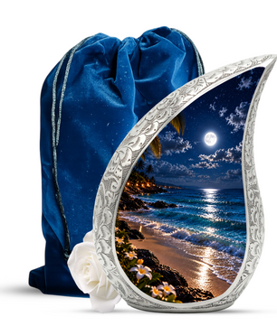 Moonlit Beach Cremation Urn for Ashes, Personalized Ocean Adult Urn