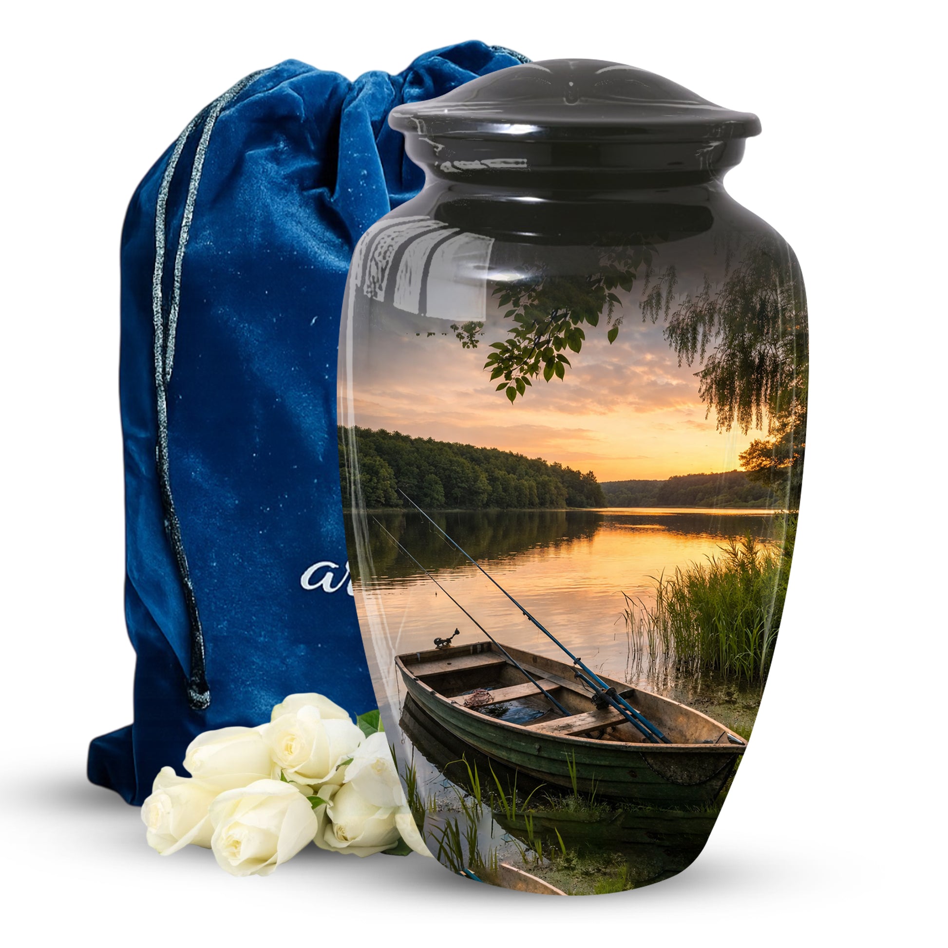 Fishing Lake Urn for Dad | Funeral Cremation  Large Urn for Father