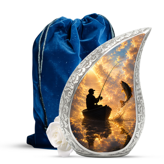 Fishing in Heaven Urn for Dad, Gone Fishing Cremation Urn for Ashes