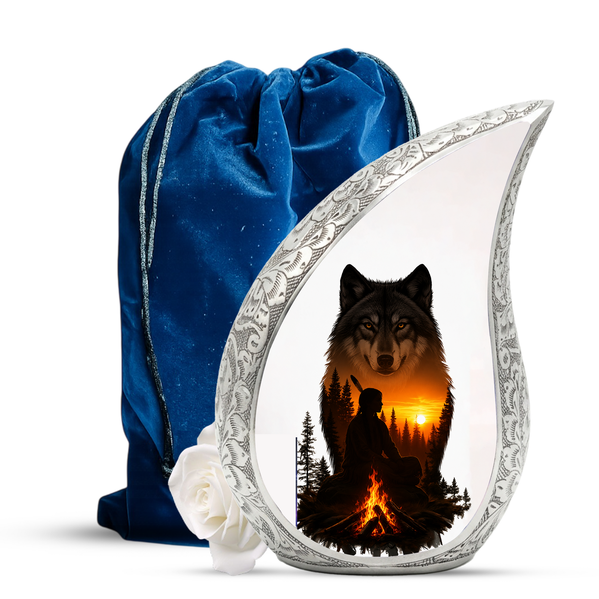 Wolf Memorial Adult Cremation Urn for Dad-Native Spirit Funeral Urn for Adult Ashes