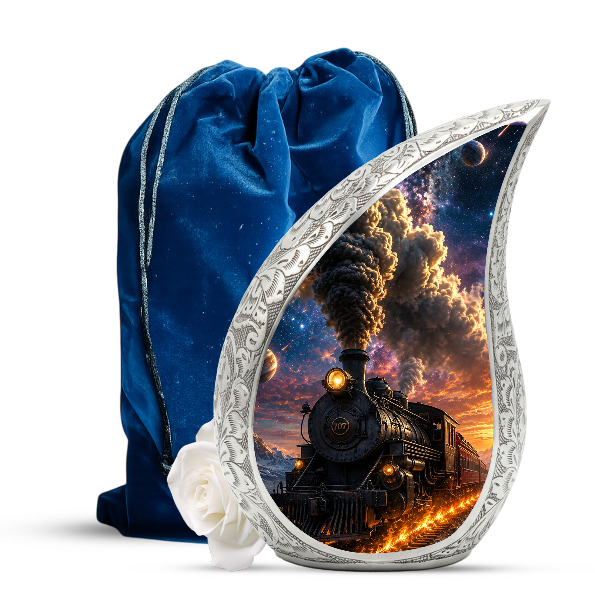 Train Urn for Human Ashes | Unique Railroad Adult Cremation Urn | Locomotive Memorial Urn for Adult Ashes