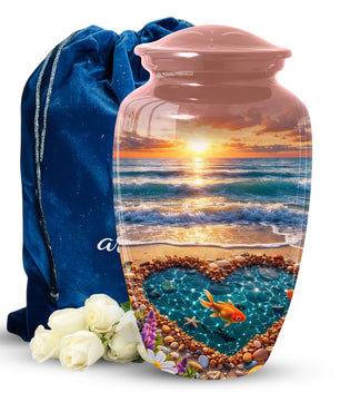 Funeral Urn for Mom – Beach Sunset Memorial Large Urn for Ashes