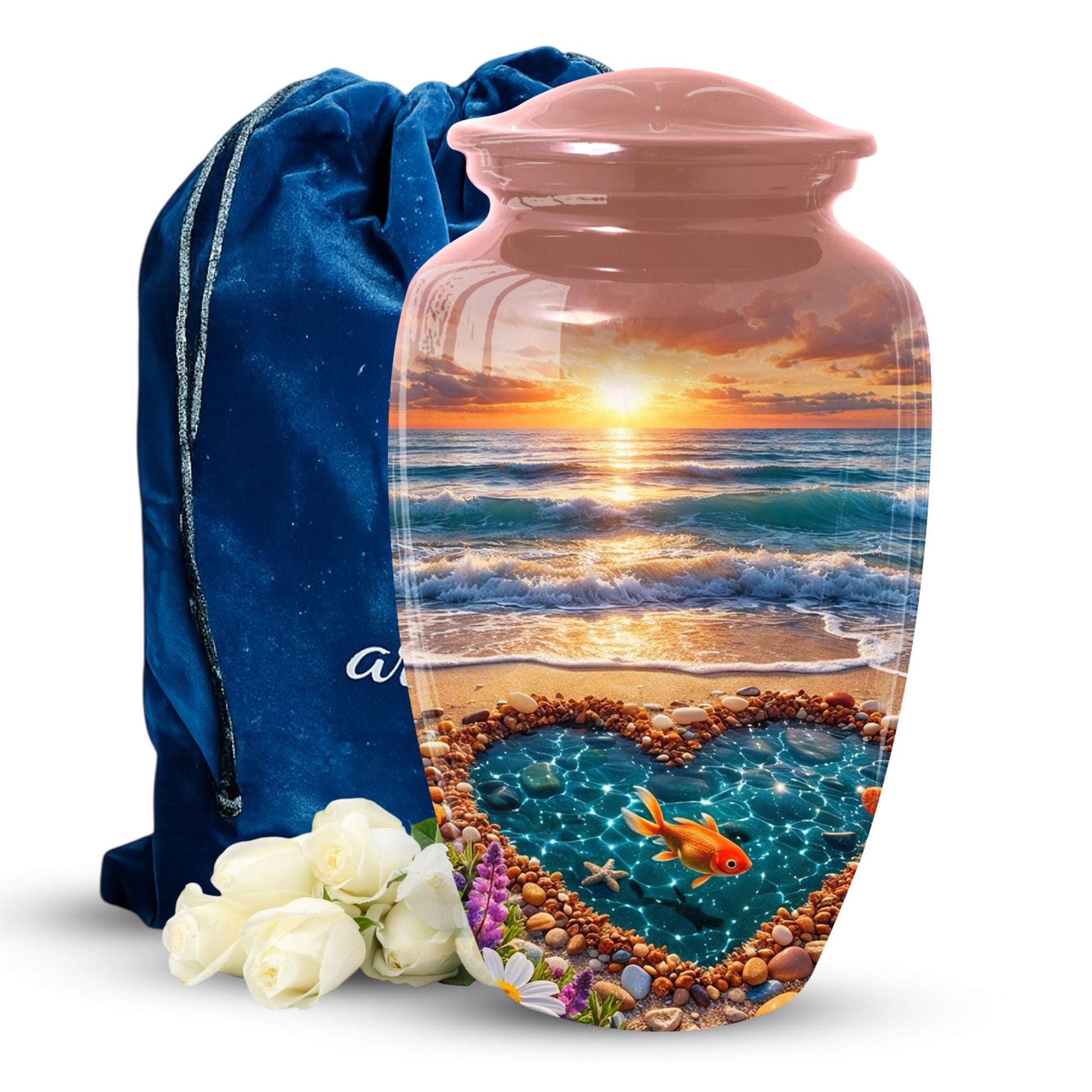 Funeral Urn for Mom – Beach Sunset Memorial Large Urn for Ashes