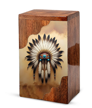 Wooden Cremation Urn – Feather Memorial Design | Custom Wooden Urn for Human Ashes