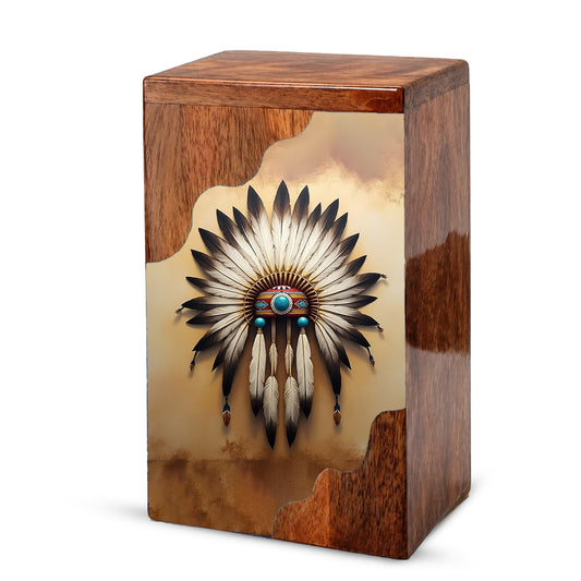 Wooden Cremation Urn – Feather Memorial Design | Custom Wooden Urn for Human Ashes