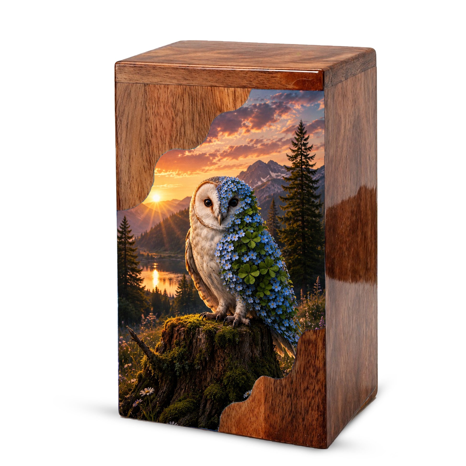 Owl Wooden Cremation Urn – Wooden Urn for Human Ashes