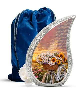 Sunflower Bicycle Adult Urn for Human Ashes – Premium Sunflower Bicycle Cremation Urn