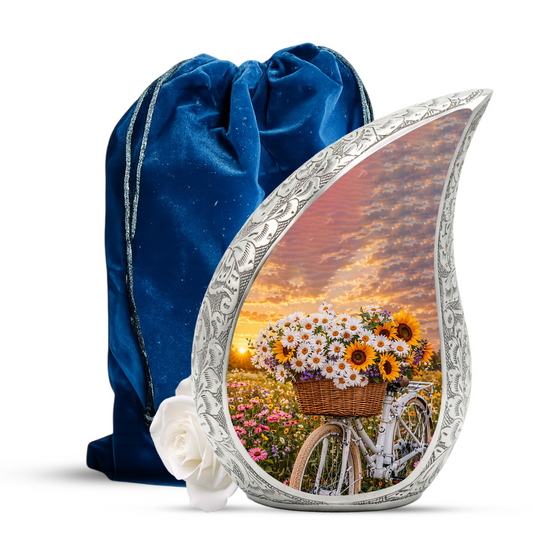 Sunflower Bicycle Adult Urn for Human Ashes – Premium Sunflower Bicycle Cremation Urn